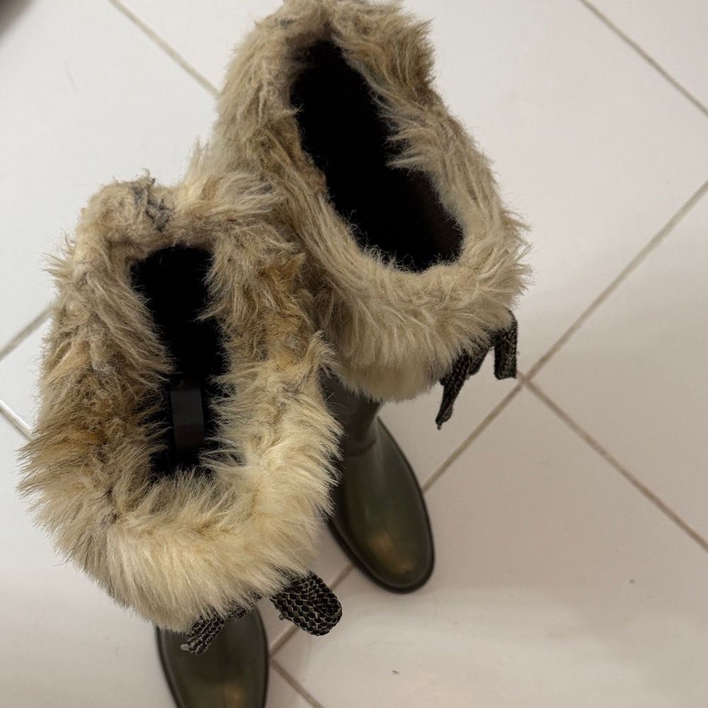 Marc Jacobs Khaki Fur-Trimmed Women's Boots - Picture 4 of 4